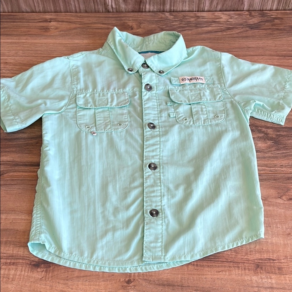 Magellan Outdoors Kids Short-Sleeve Button-Down Shirt in Mint